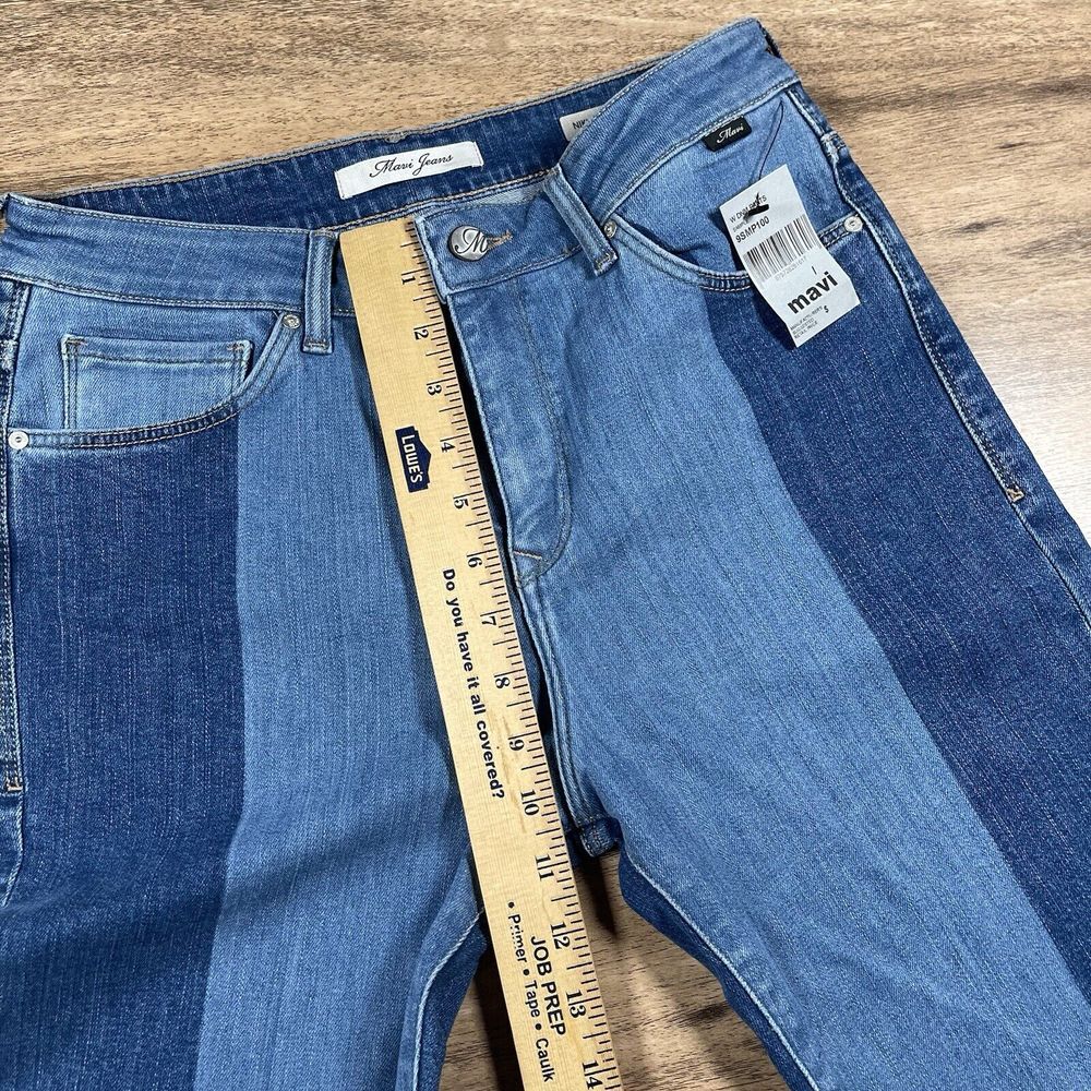 Mavi Niki Jeans Womens Size 27 High-Rise Straight Crop Raw Hem Colorblock Denim - Picture 6 of 12